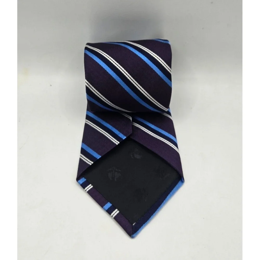 Brooks Brothers‎ Makers & Merchants Tie Purple Blue Striped 100% Silk Necktie
